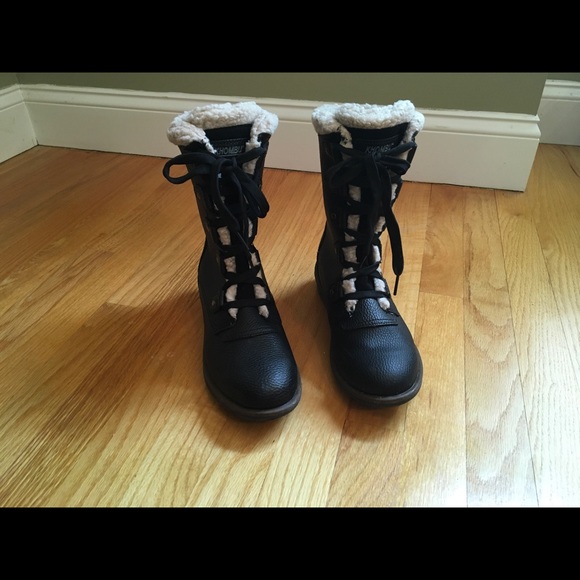 Khombu black lace up pebble leather boots size 8.5. - Picture 1 of 6